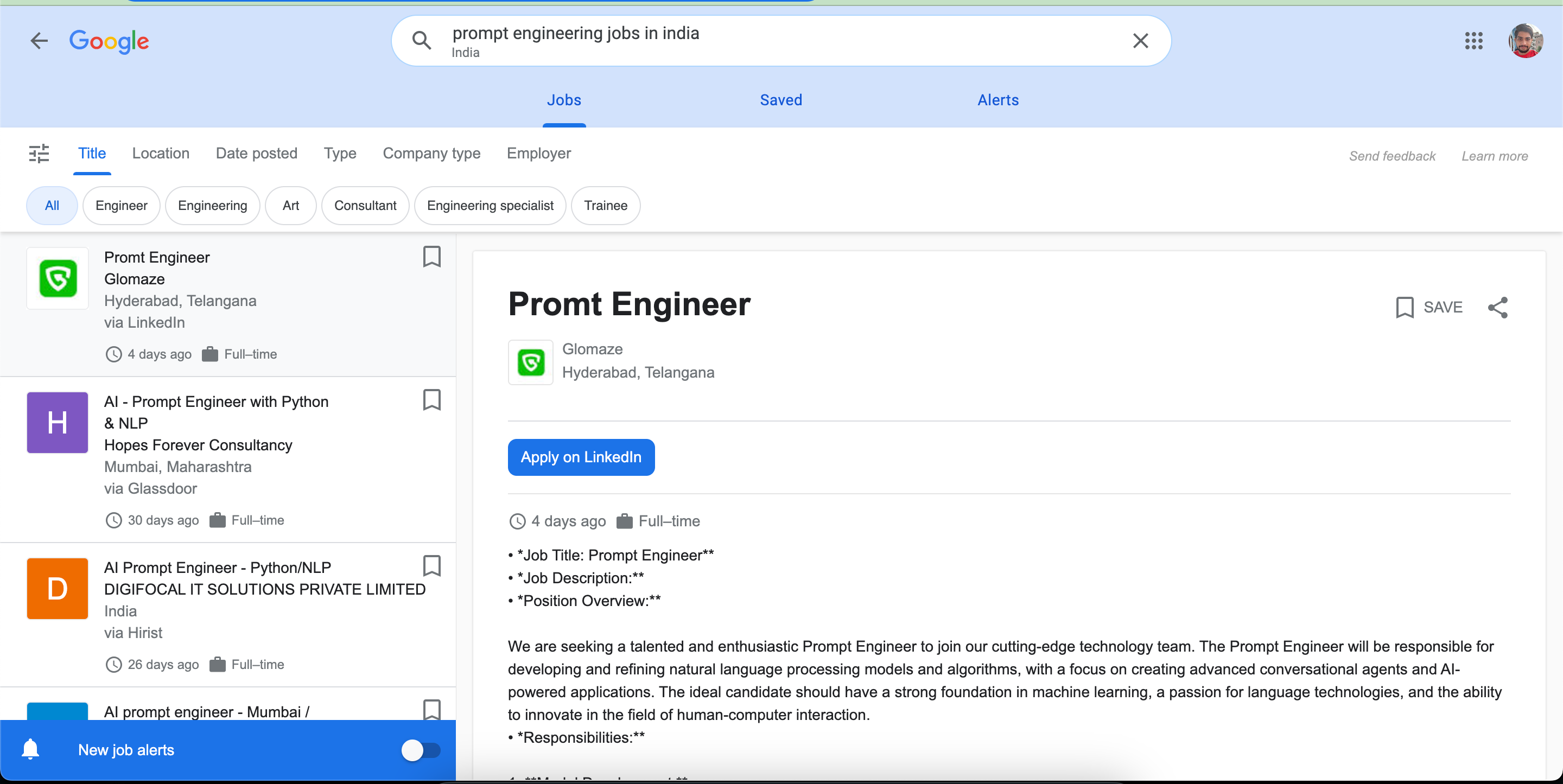 Prompt Engineering Jobs in India